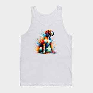 Colorful Abstract Splashed Paint Pointer Dog Artwork Tank Top